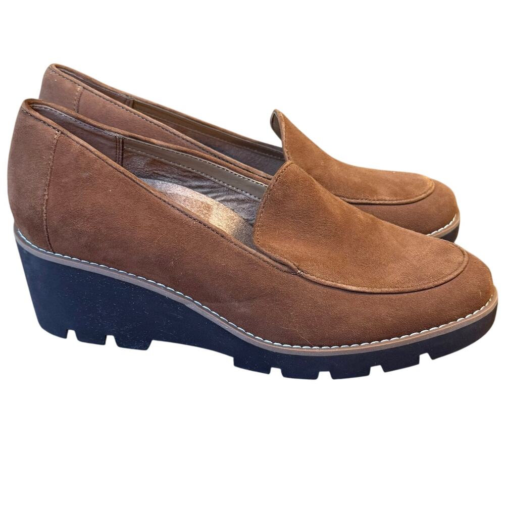 Vionic Ava Wedge Loafer Suede Heel Comfort Arch Professional Brown Women's 7.5